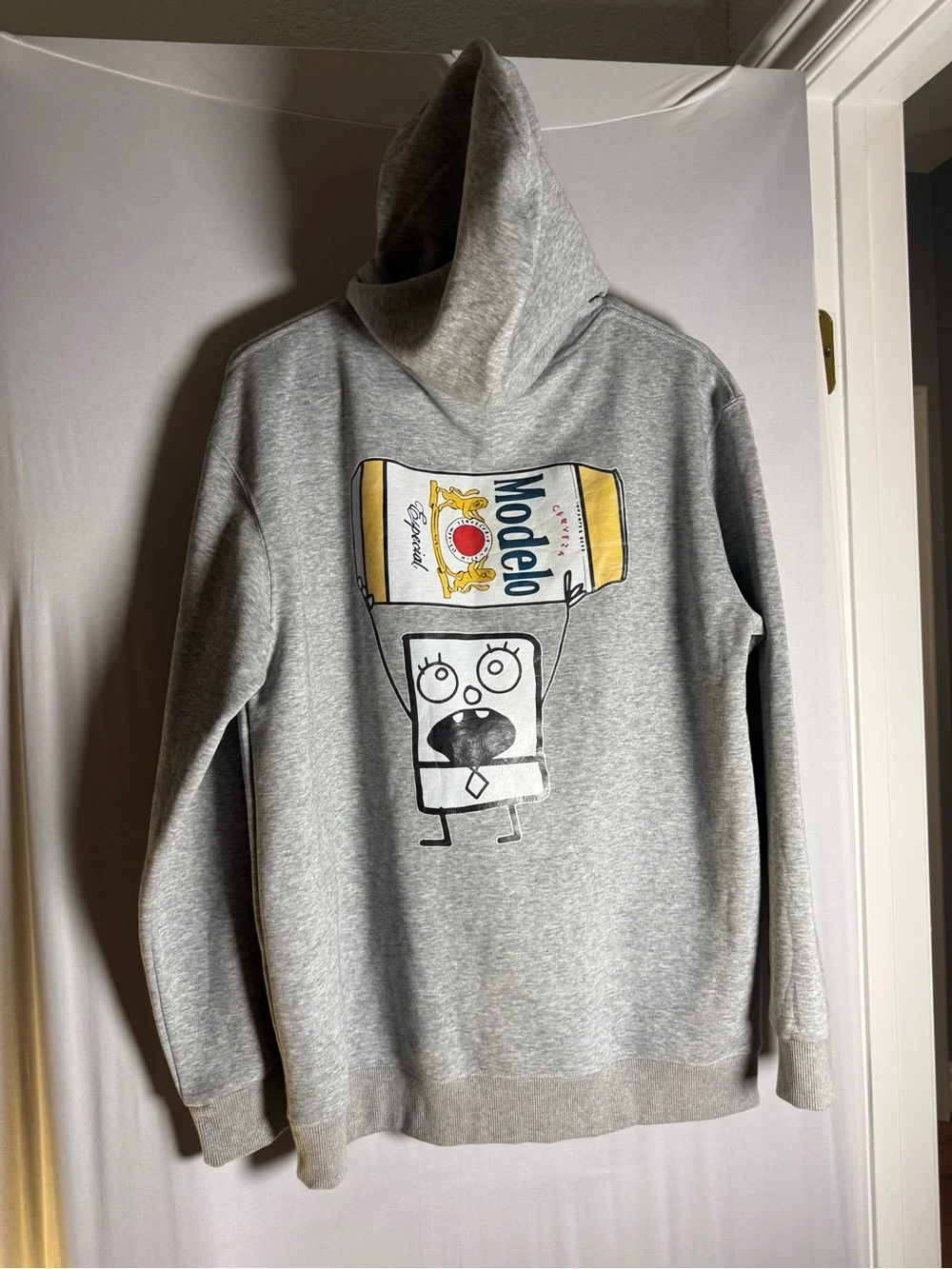 ModelCo Light Gray Crewneck Sweatshirt with Playful Can Graphic